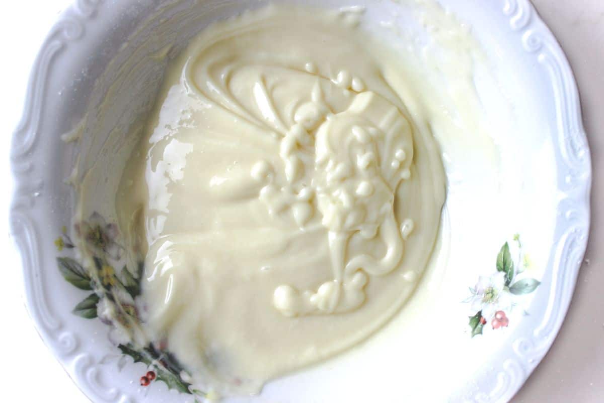 melted white chocolate.