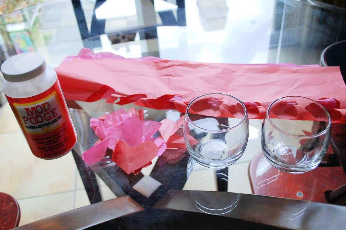supplies to make  Valentine Votive Candle Holders
