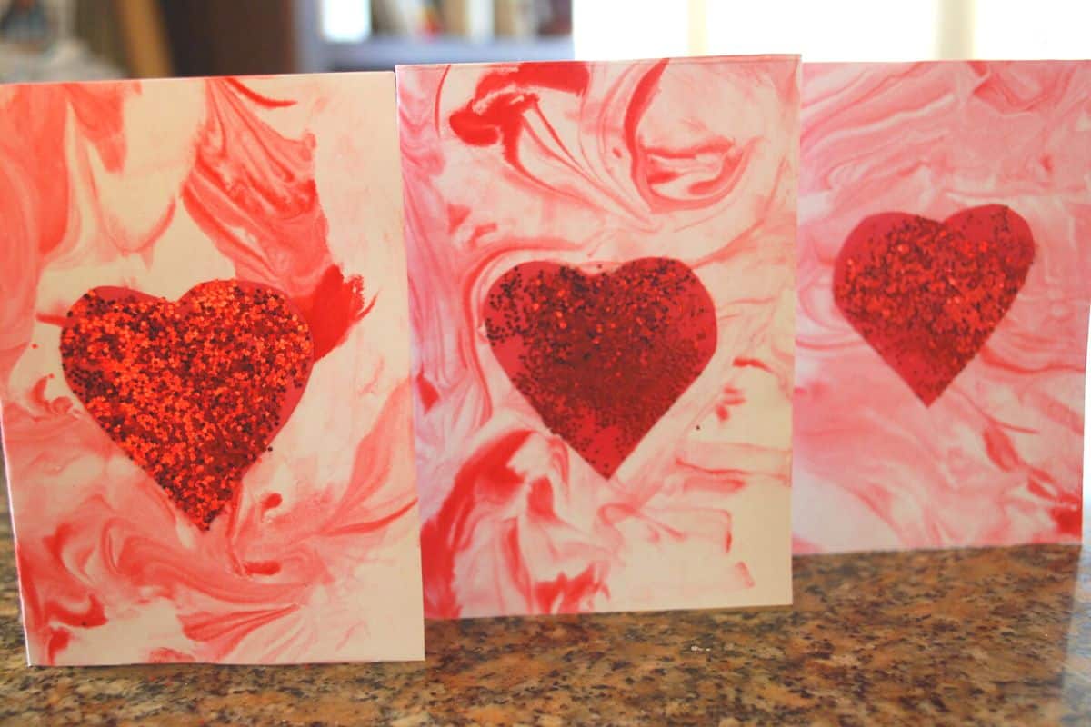 Valentine cards with hearts