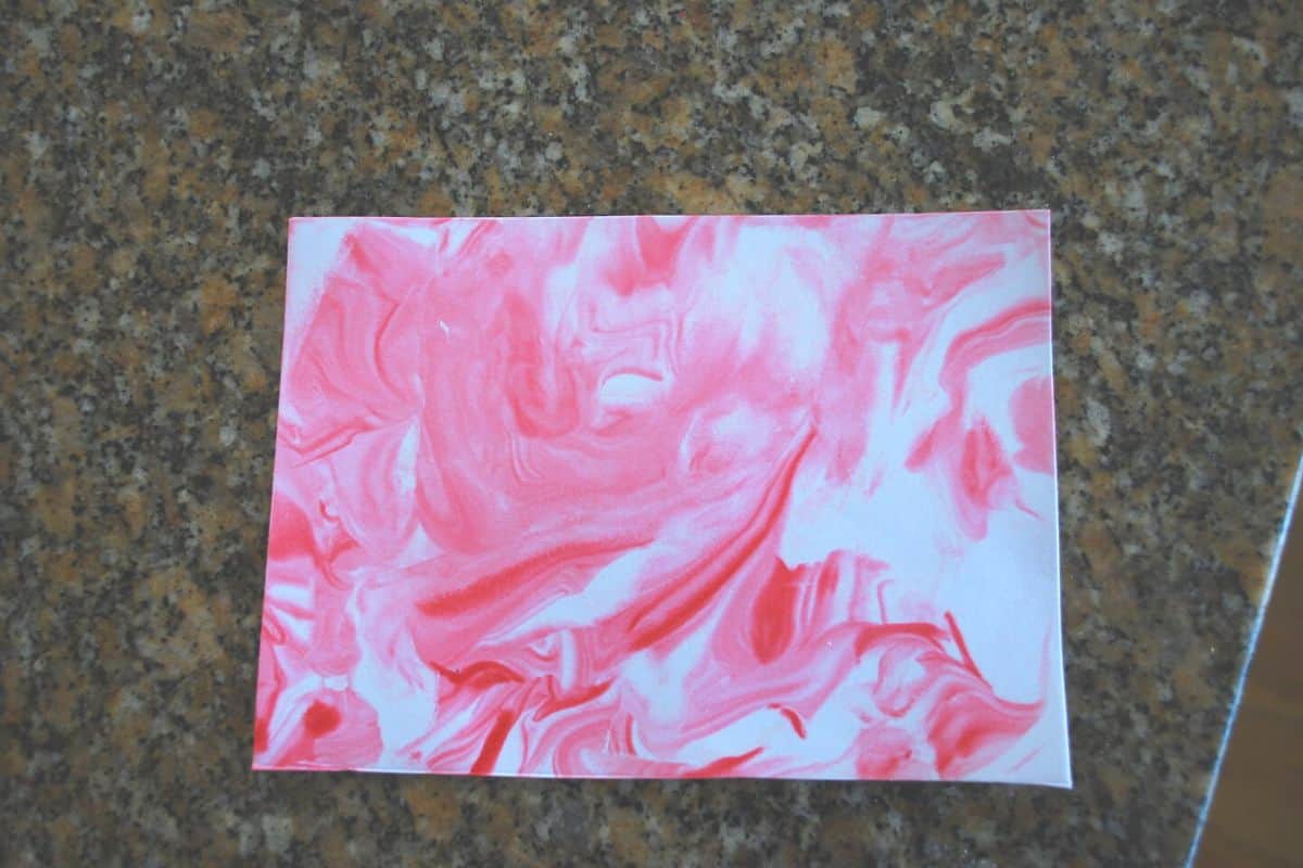 making valentine's cards with kids marbled paper