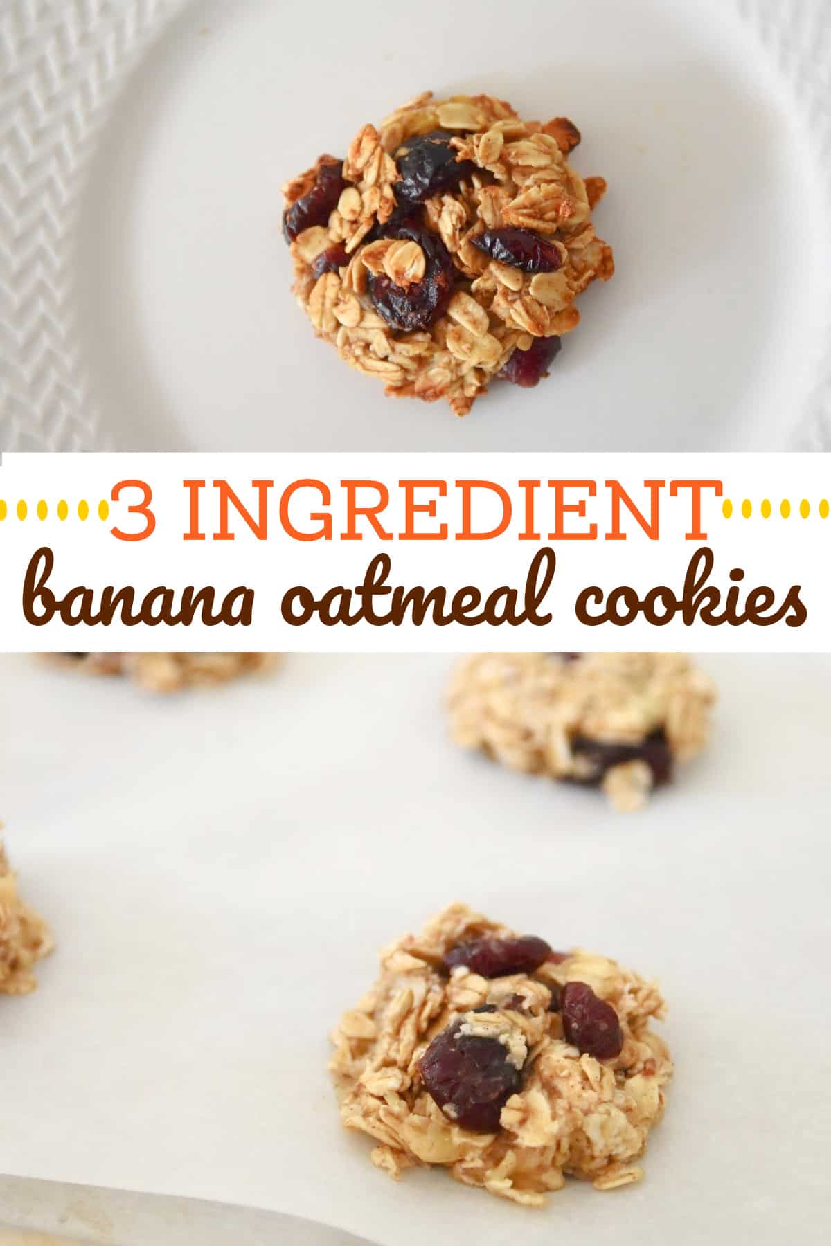 3 Ingredient Banana Oatmeal Cookies