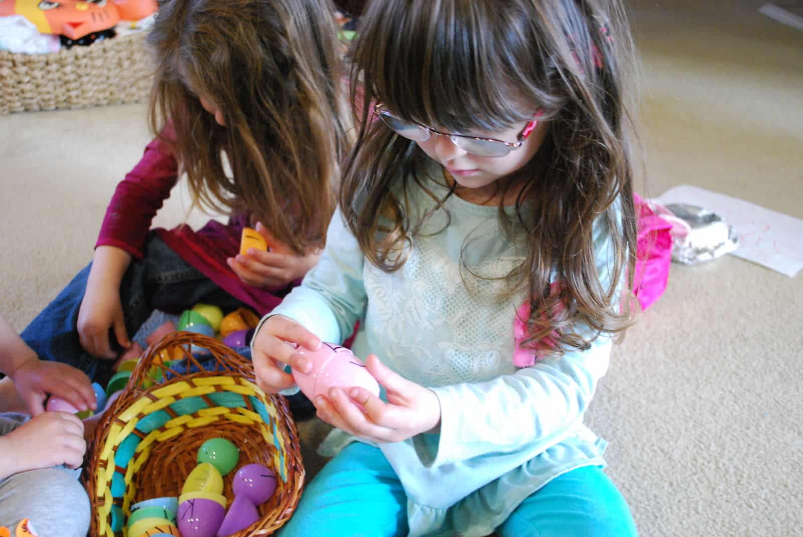 child playing letter matching game