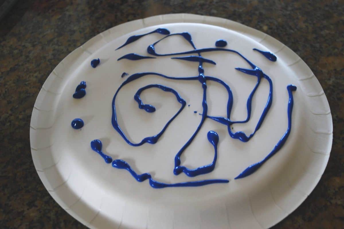 plate with blue paint.