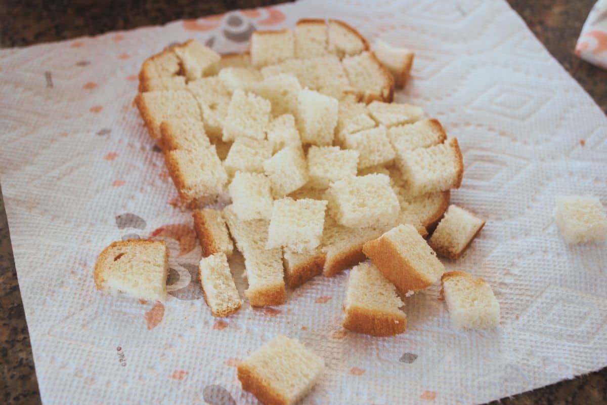 bread cut into cubes