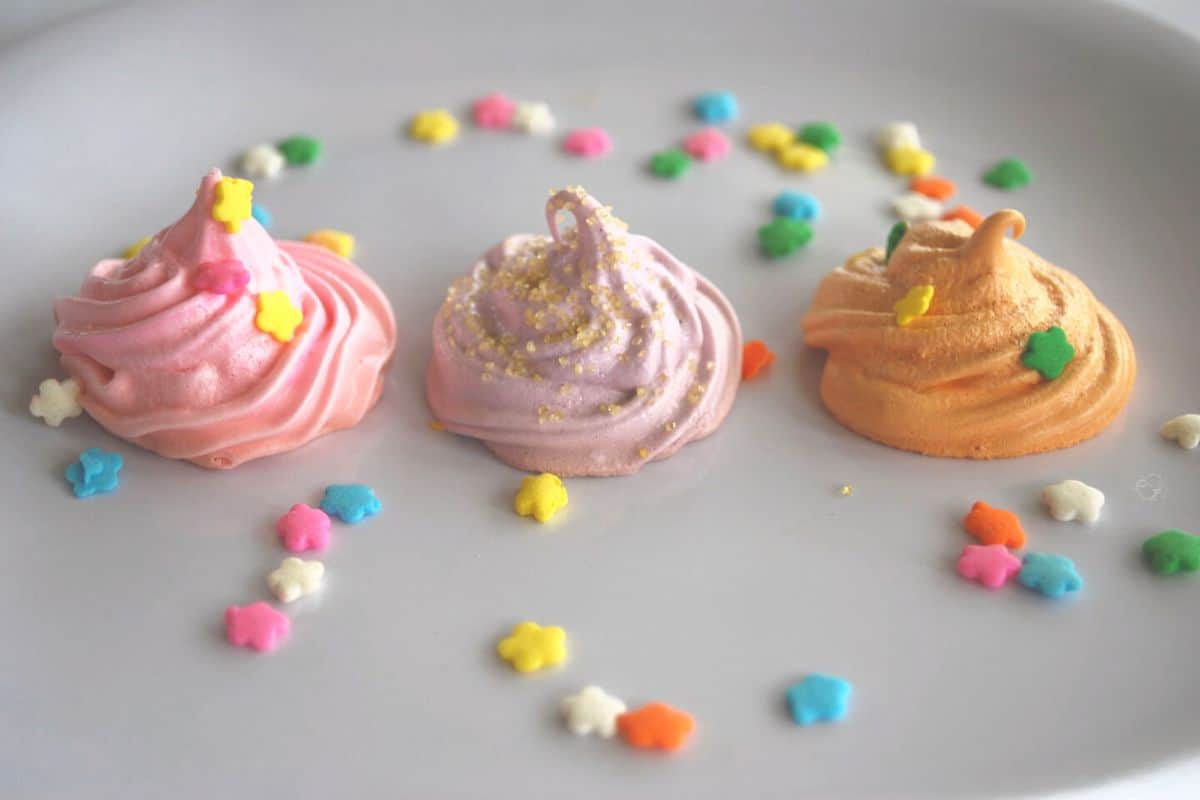 pastel colored meringues.