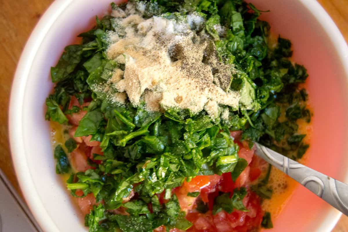 spinach and spices in a bowl.