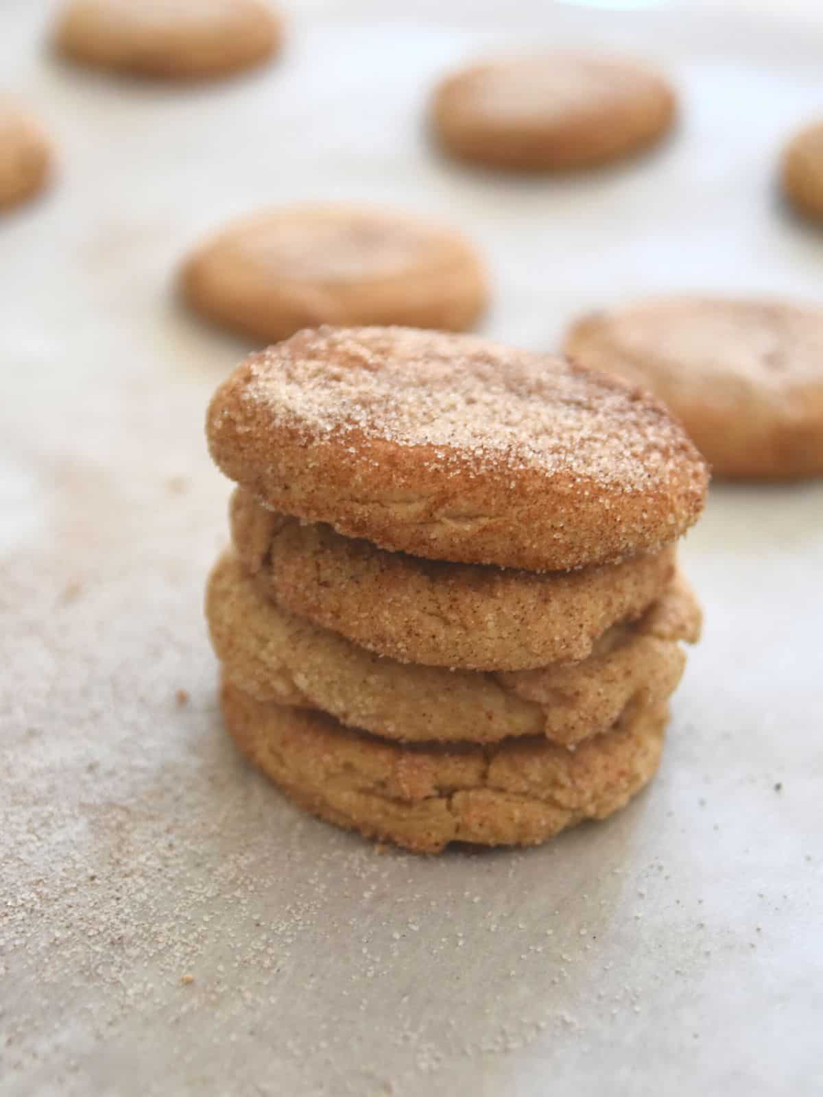 stack of snickerdoodle cookies.