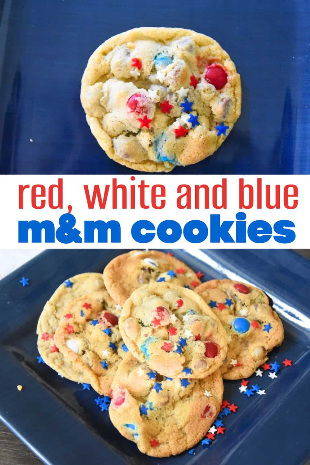 Red White and Blue Cookies With M&Ms