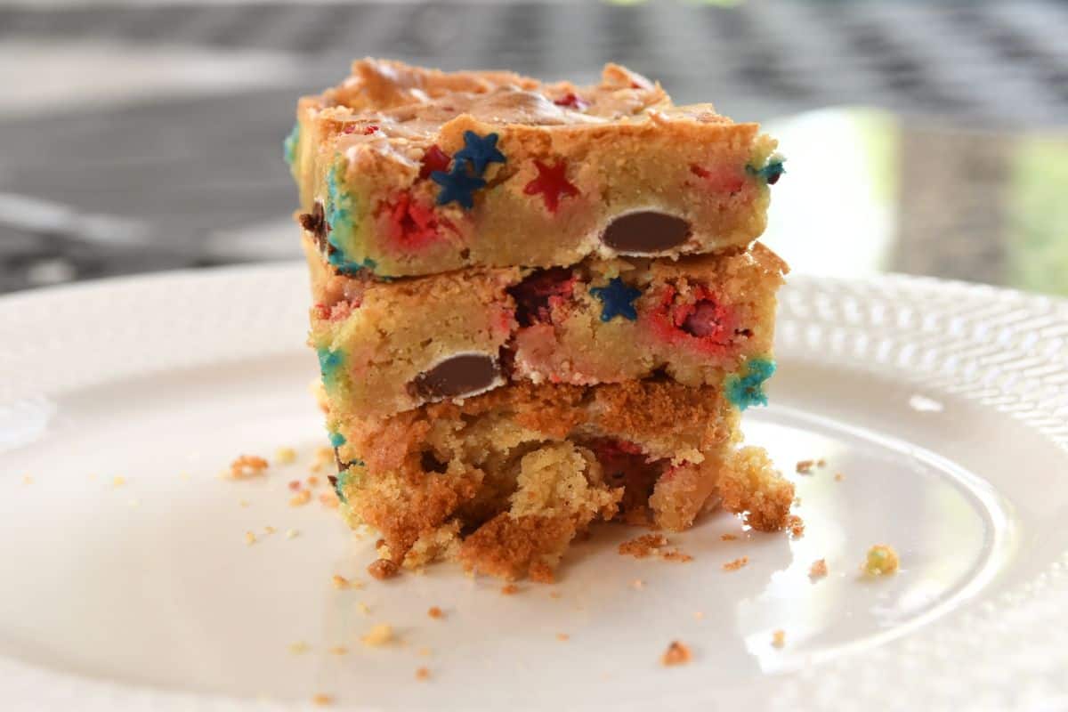 stack of red white and blue blondies