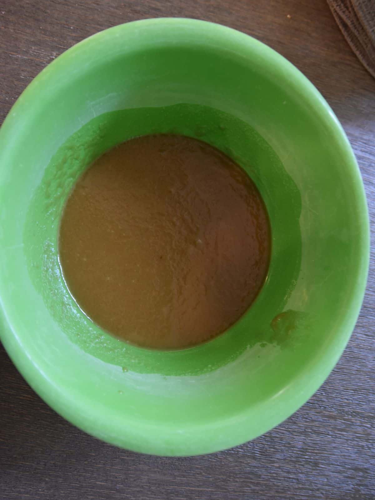 sugar and butter melted in bowl