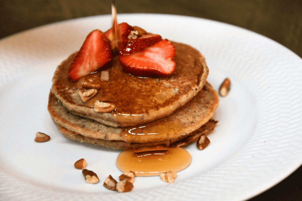 oat pancakes on white plate