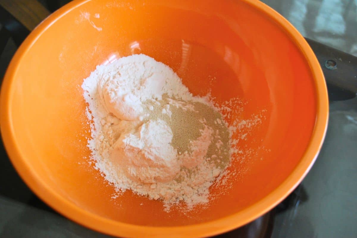 bowl with flour and yeast