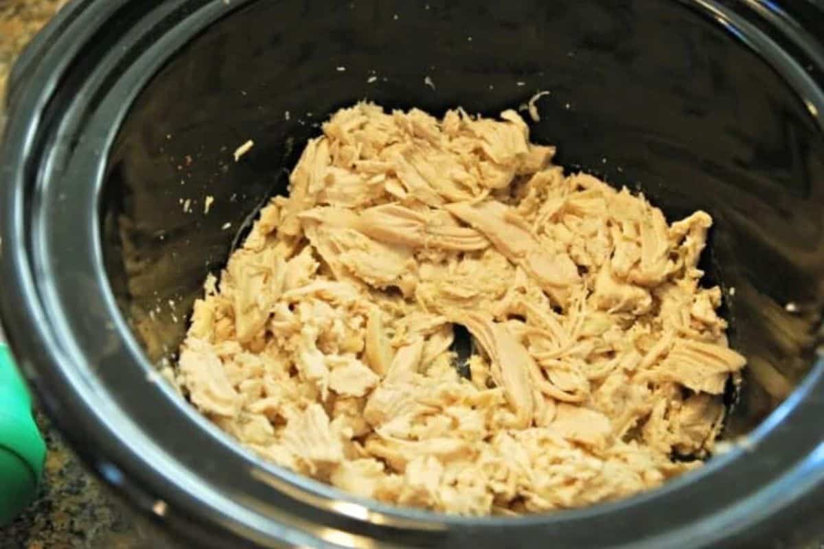 shredded chicken in a crock pot