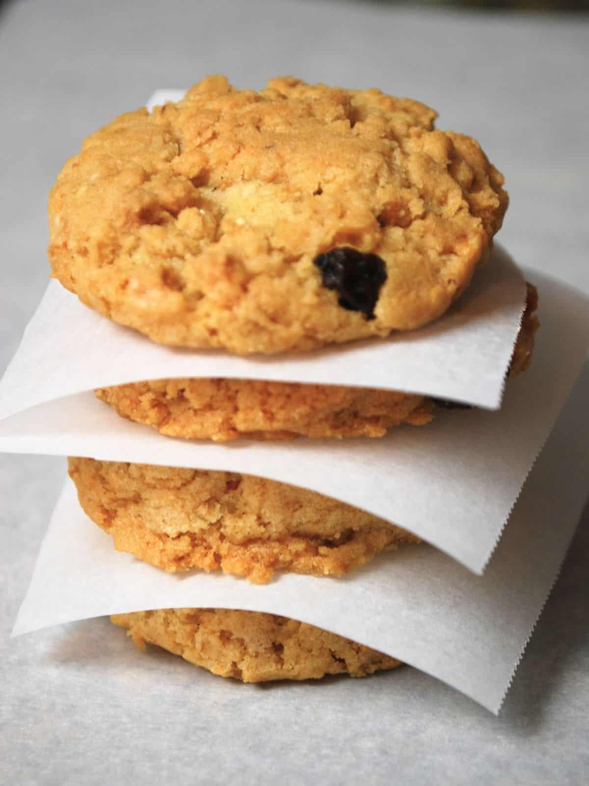 stack of granola cookies.