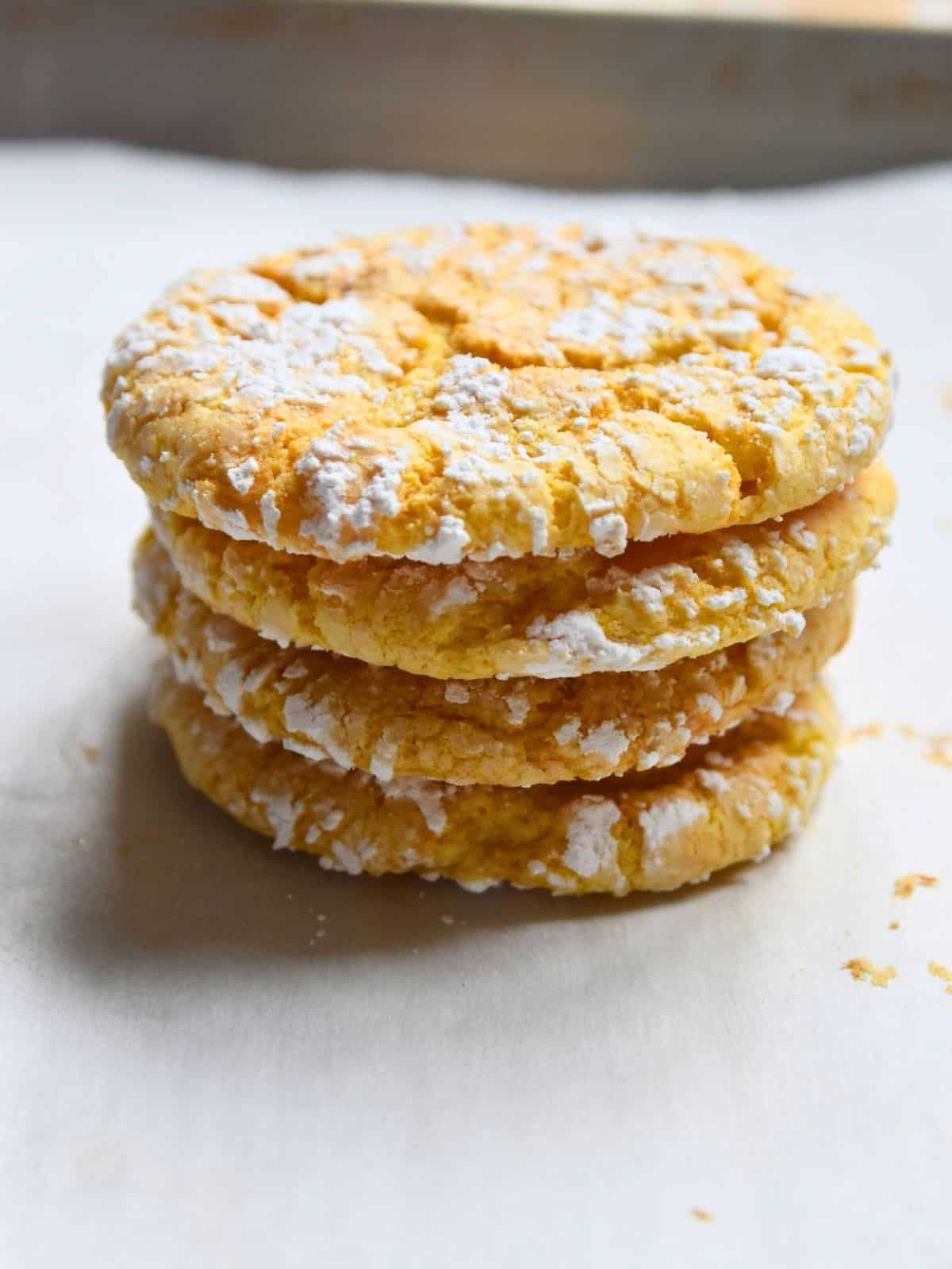 stack of lemon cake mix cookies