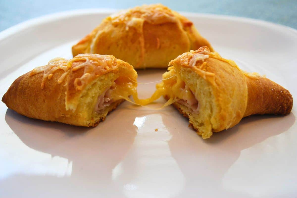 turkey and cheese crescents on white plate