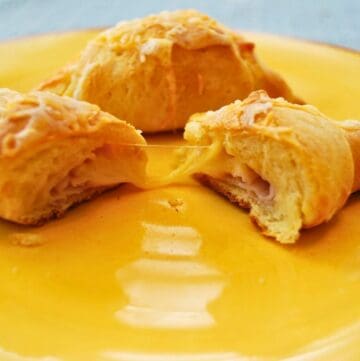 turkey and cheese crescents on yellow plate
