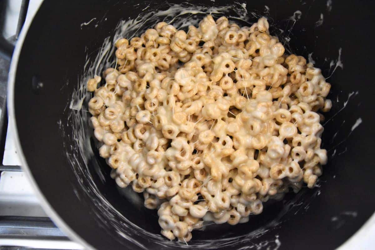 cheerios mixed with melted marshmallows
