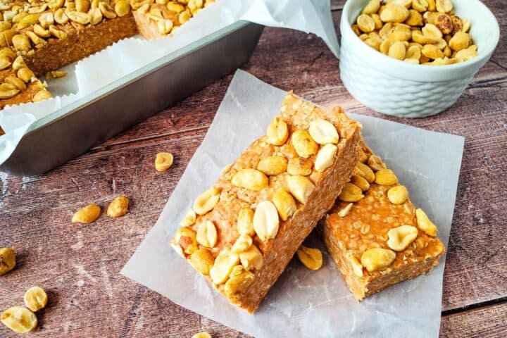 Peanut Butter No Bake Protein Bars - Mess for Less