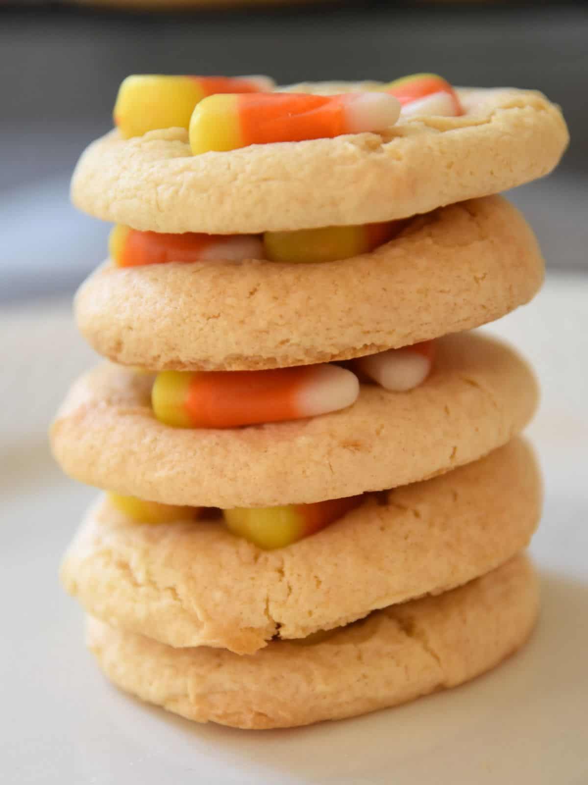 stack of candy corn cookies