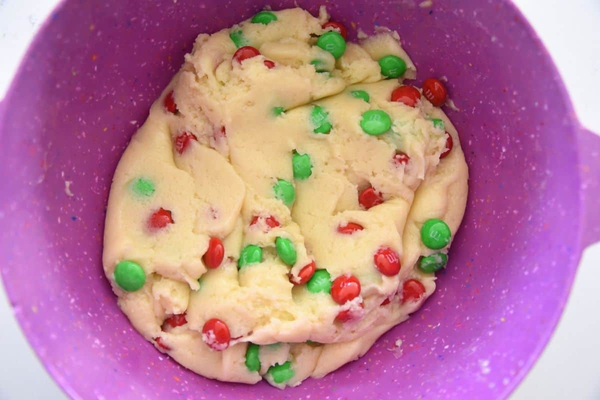 cookie dough with m&Ms