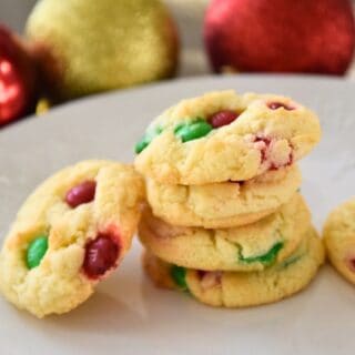 christmat cookies with MMs on plate