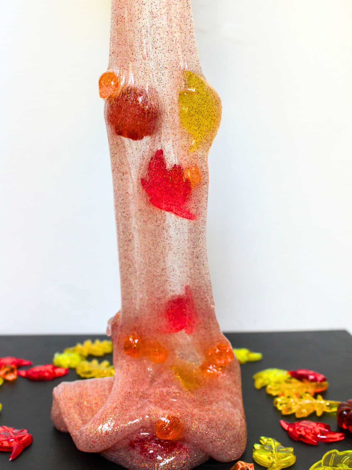 fall slime with leaf mix ins