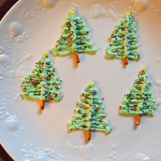 pretzel Christmas trees on plate