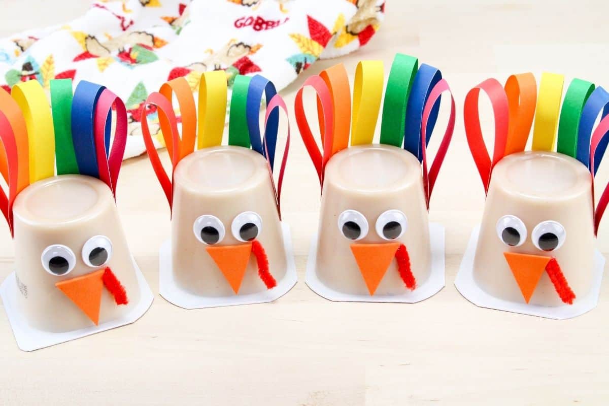 turkeys made from pudding cups.