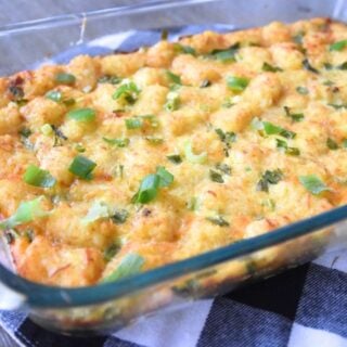 tater tot breakfast casserole in pan 16