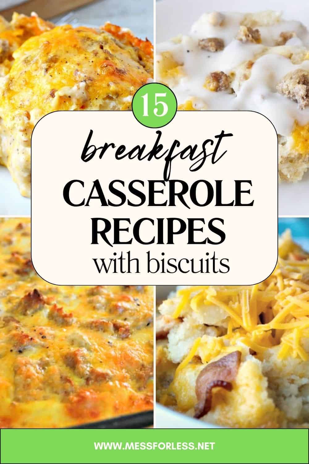 Breakfast Casserole Recipes With Biscuits pin.