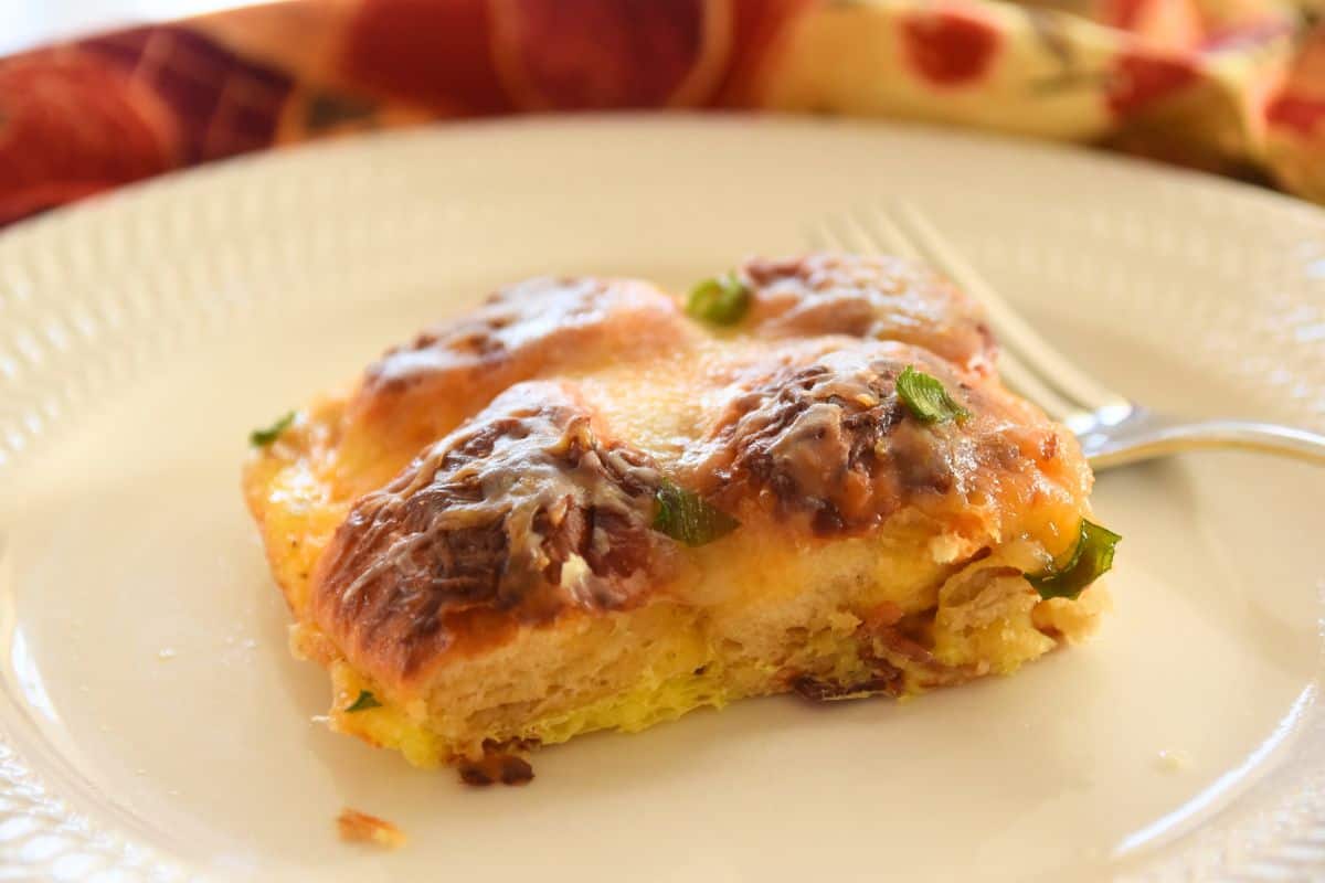 biscuit breakfast casserole on plate.