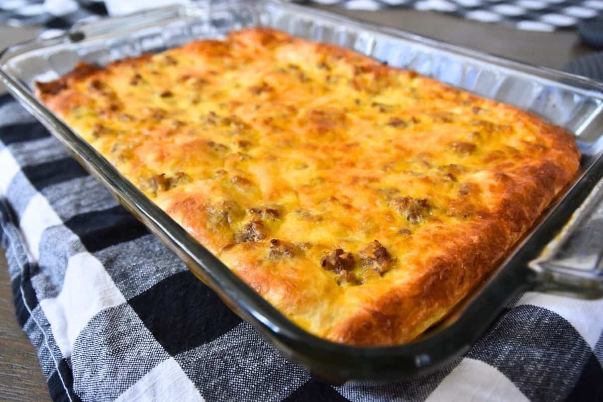 casserole with sausage and eggs.