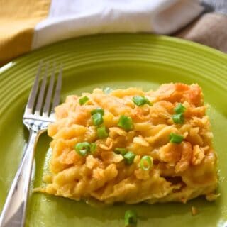 cheesy casserole with chicken and pasta