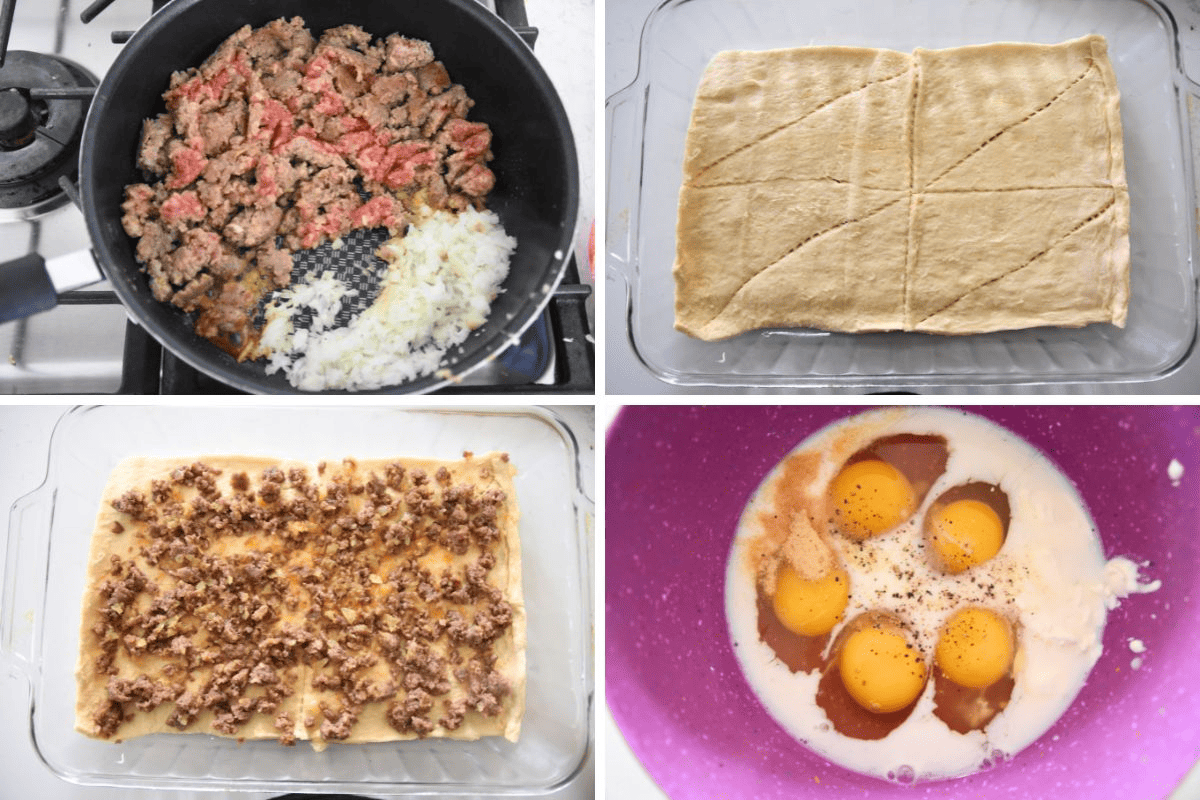 steps for making breakfast casserole with sausage.