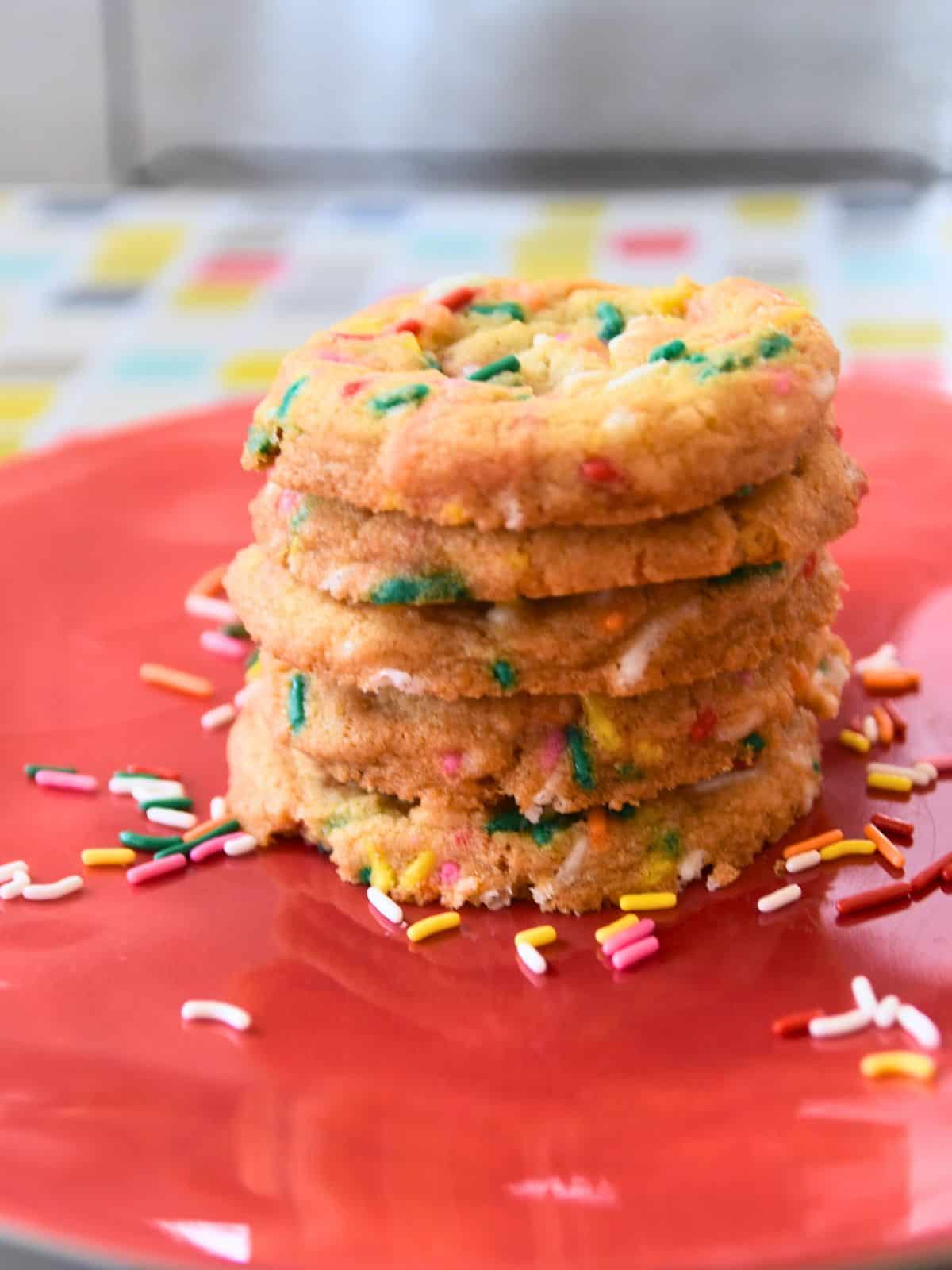 stack of confetti cookies