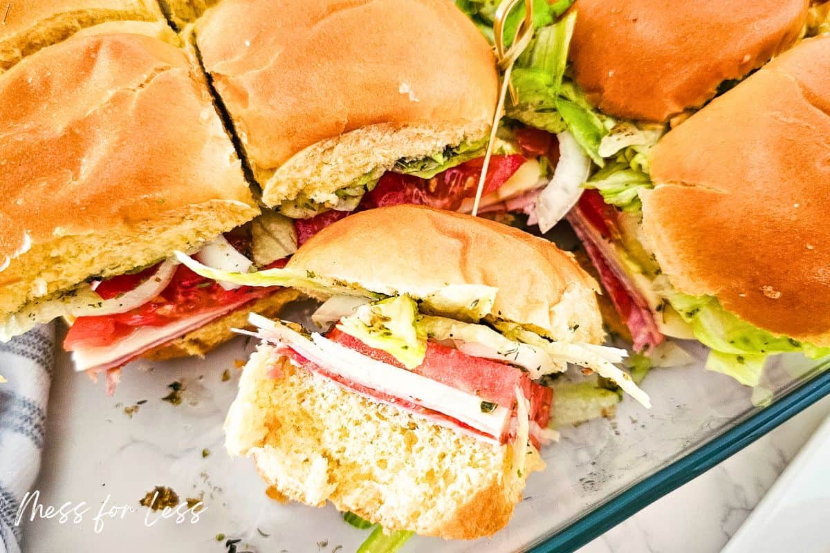 cold italian sliders in pan