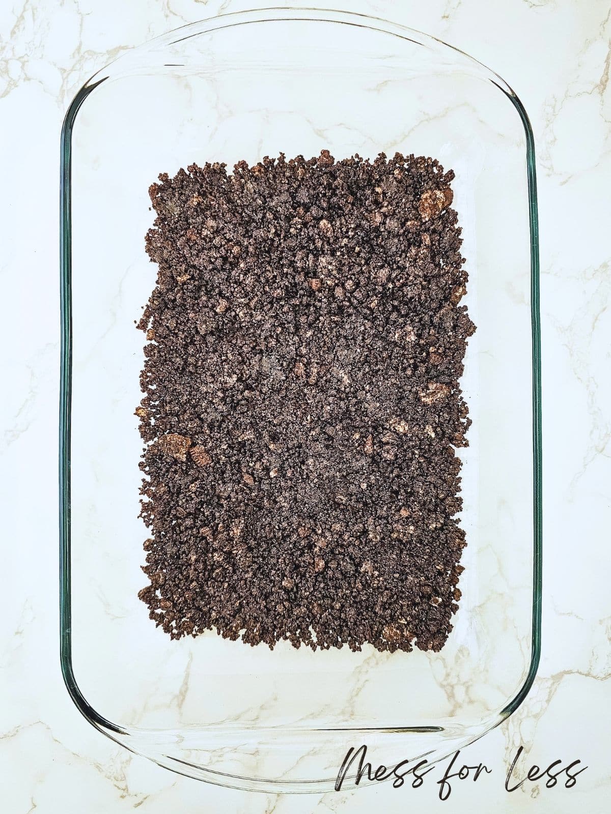 crushed oreos in pan