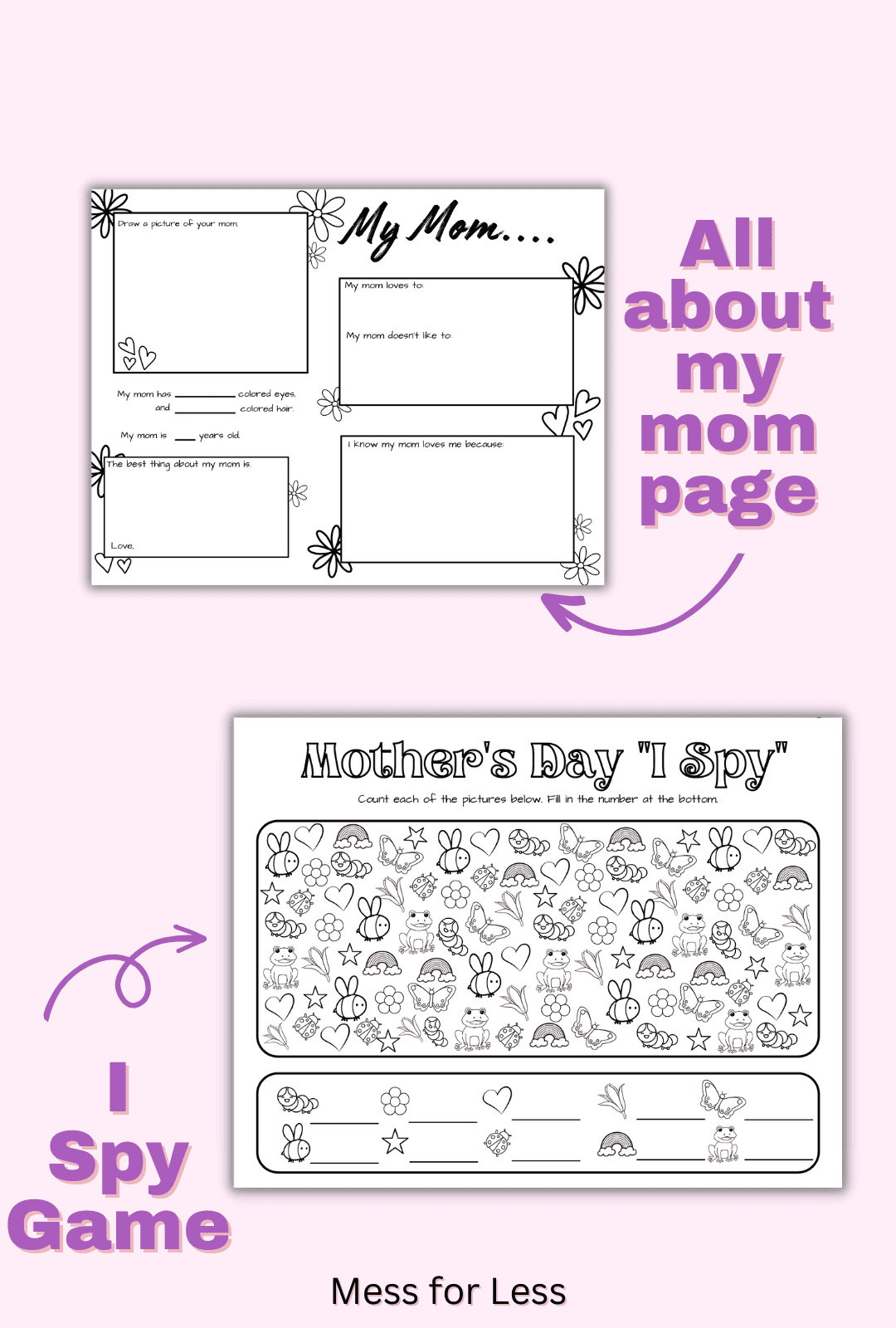 printable activity pages about mom