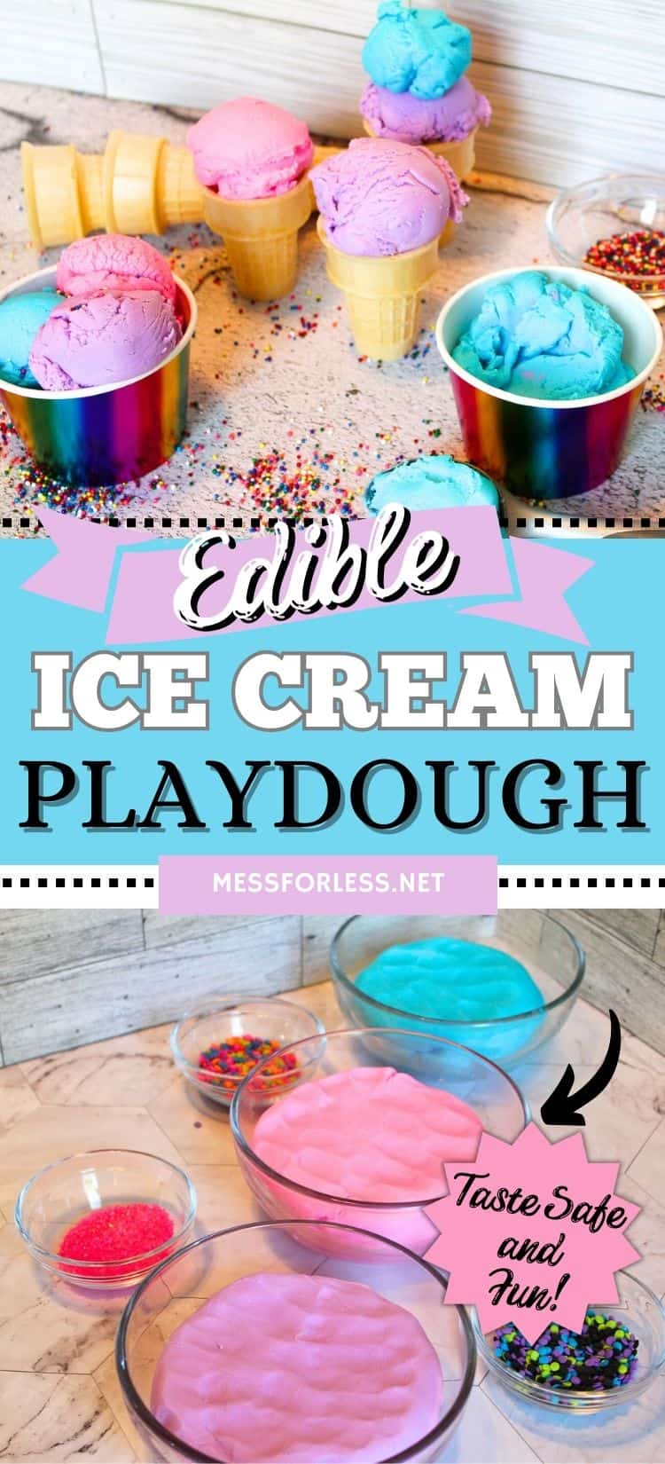 Ice Cream Edible Playdough Recipe Pin