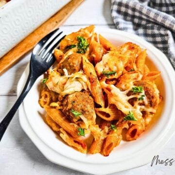 plate of meatball casserole