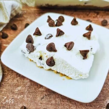 slice of no bake cake on plate