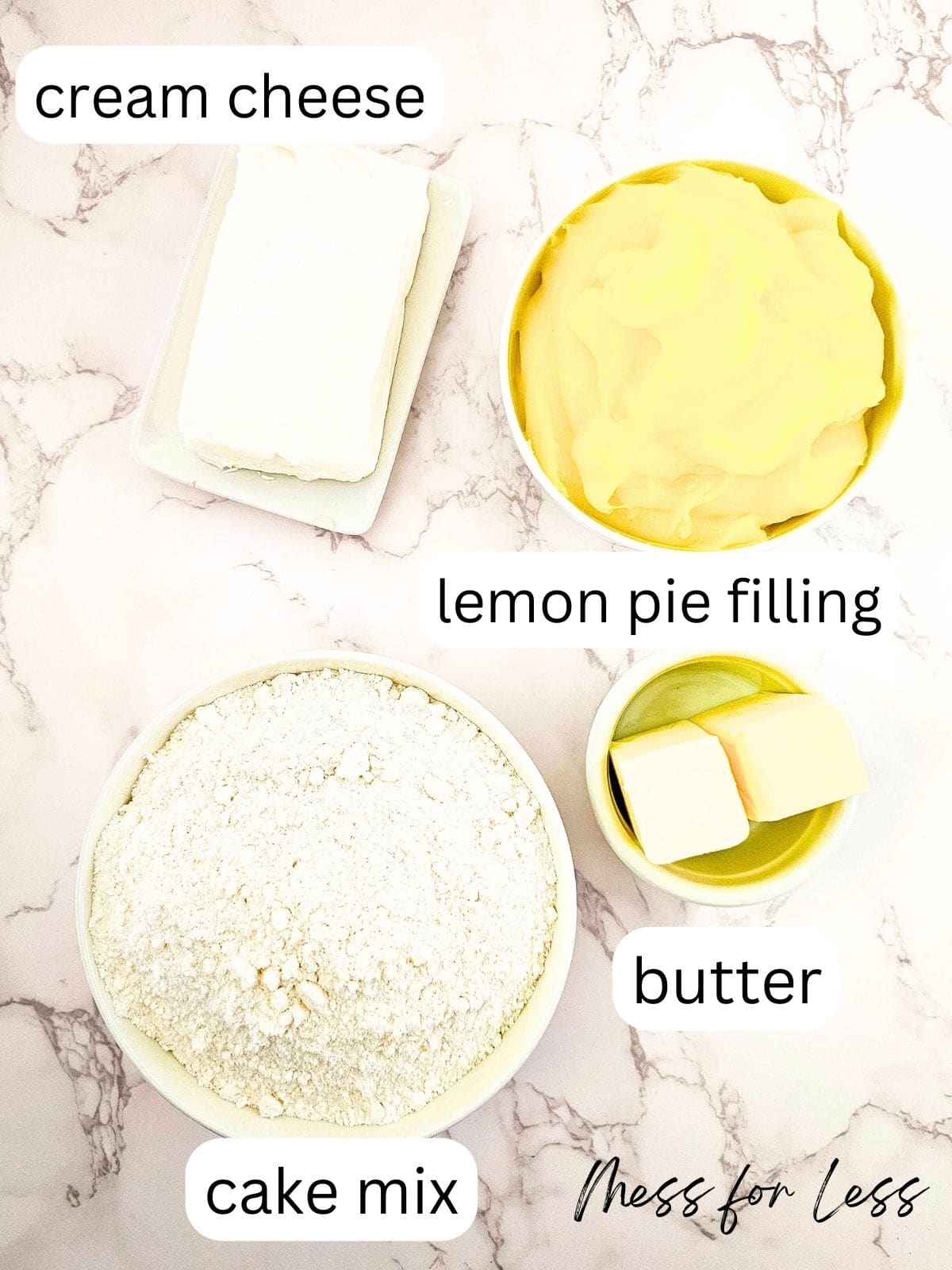 Ingredients for Lemon Dump Cake With Cream Cheese