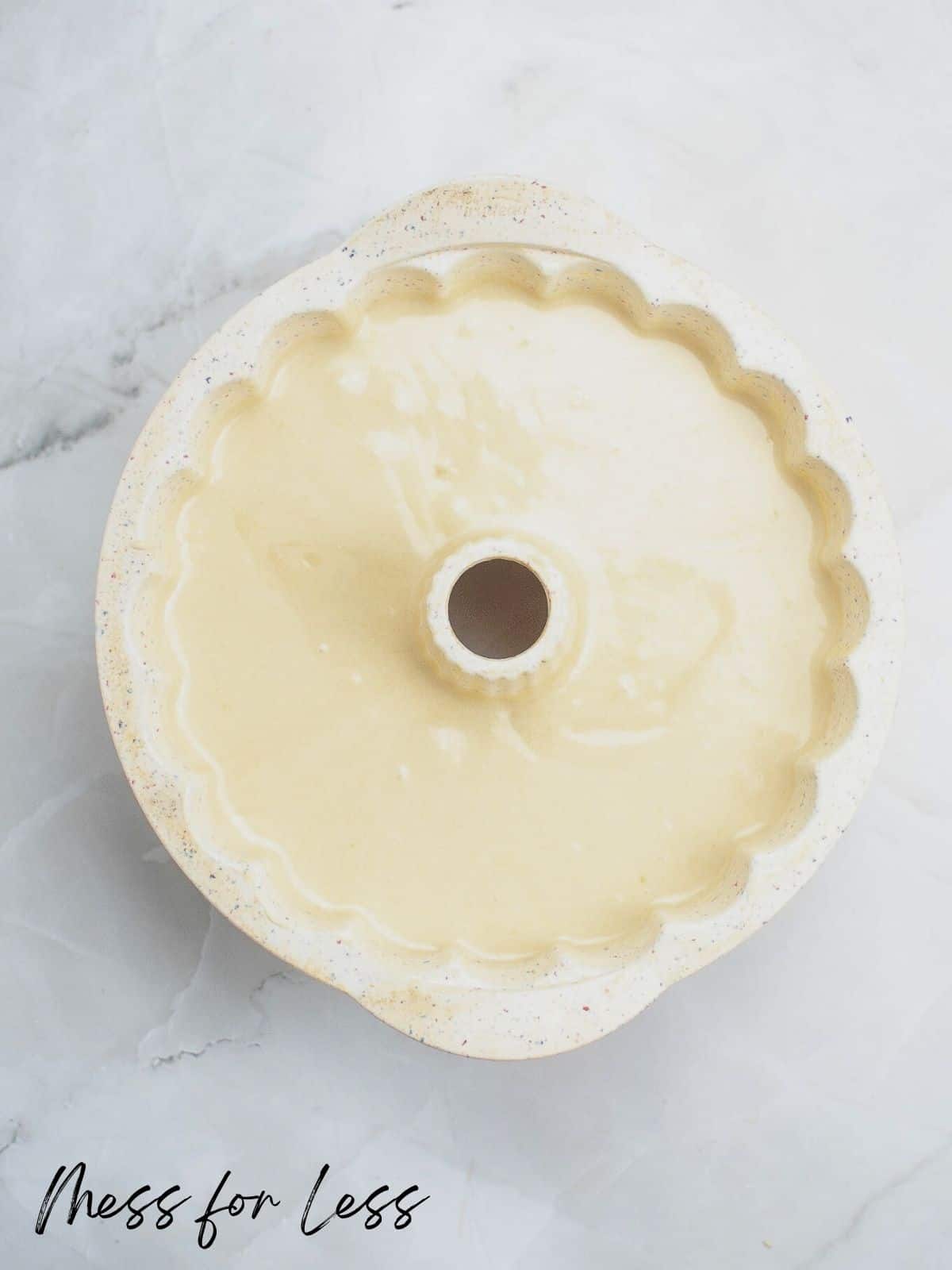 cake batter in bundt pan