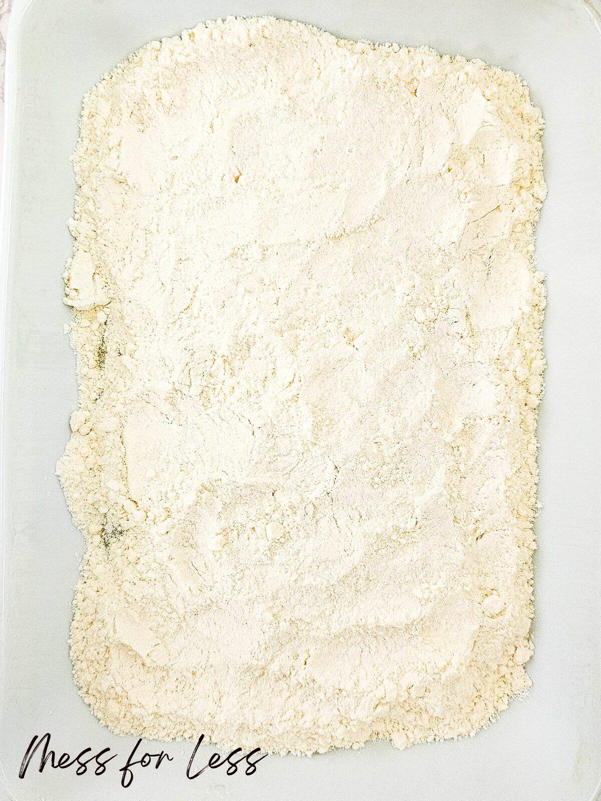 cake mix in a casserole dish