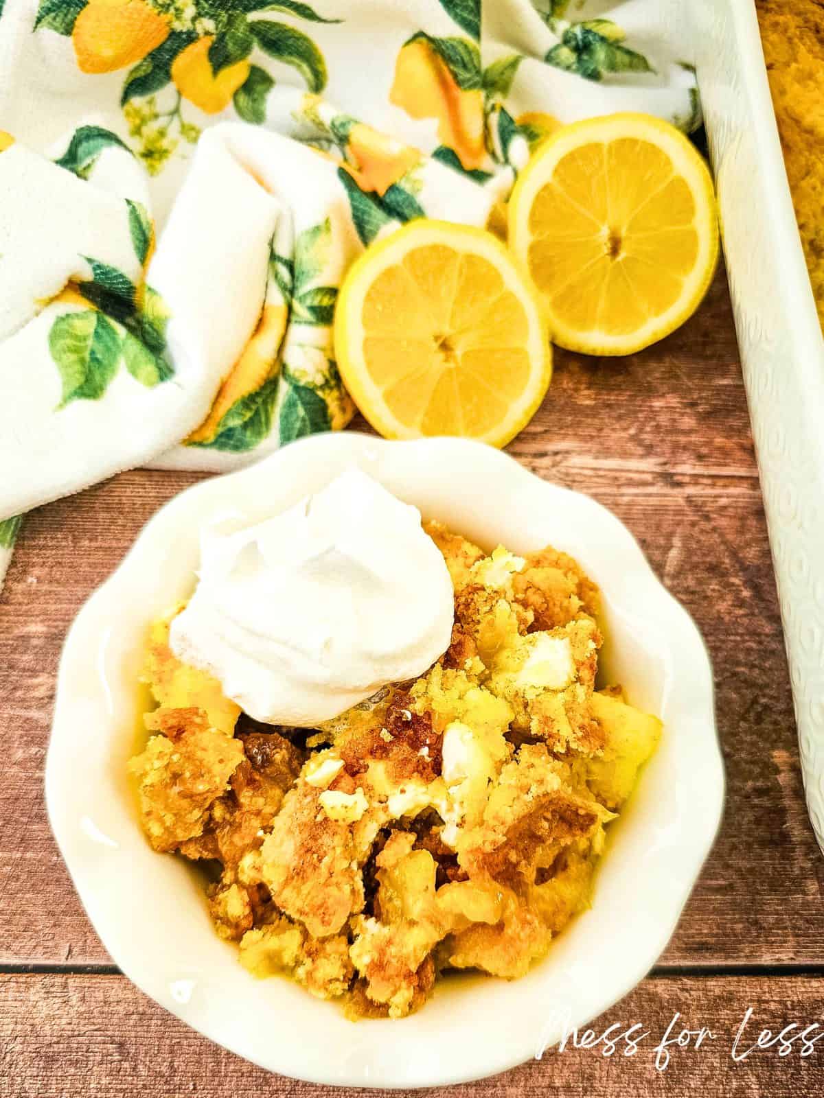 lemon dump cake with whipped cream