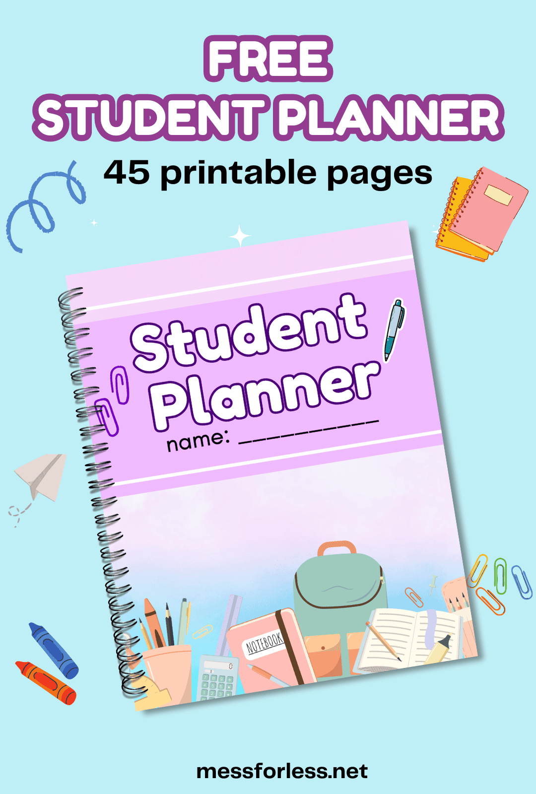 free printable student planner pin