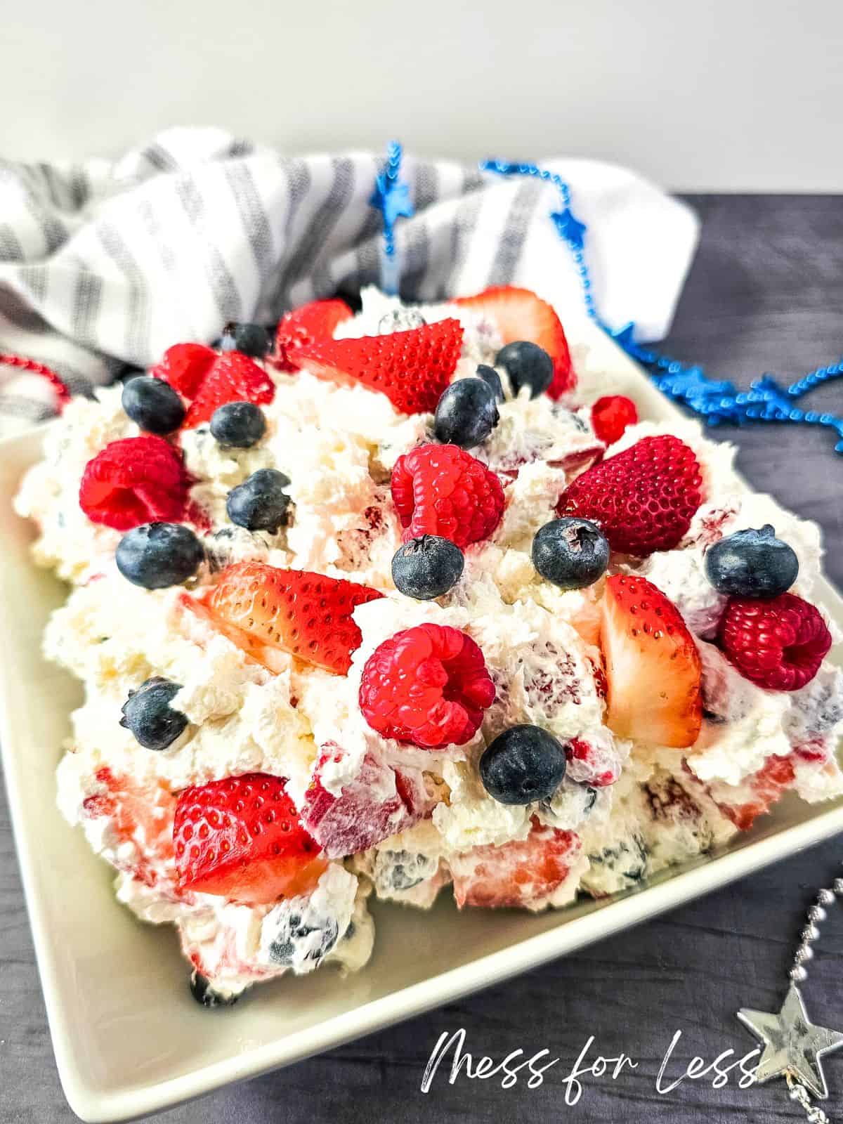 red white and blue cheesecake salad recipe