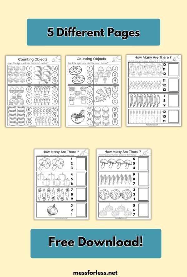 Preschool Counting Worksheets - Mess for Less