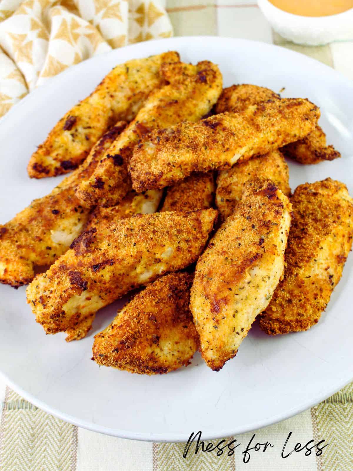 Plate with breaded chicken tenders